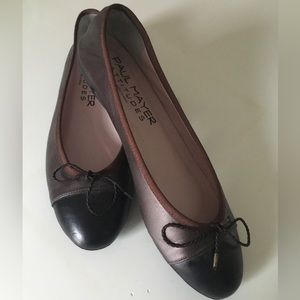 Paul Mayer Classic Cap Toe Ballet Flat in Brown/Black Combination Sz 9 1/2. NWOT